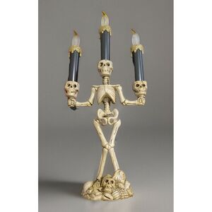 NEW✨‎ Halloween Skeleton Skull light up  flickering candelabra  spooky halloween
